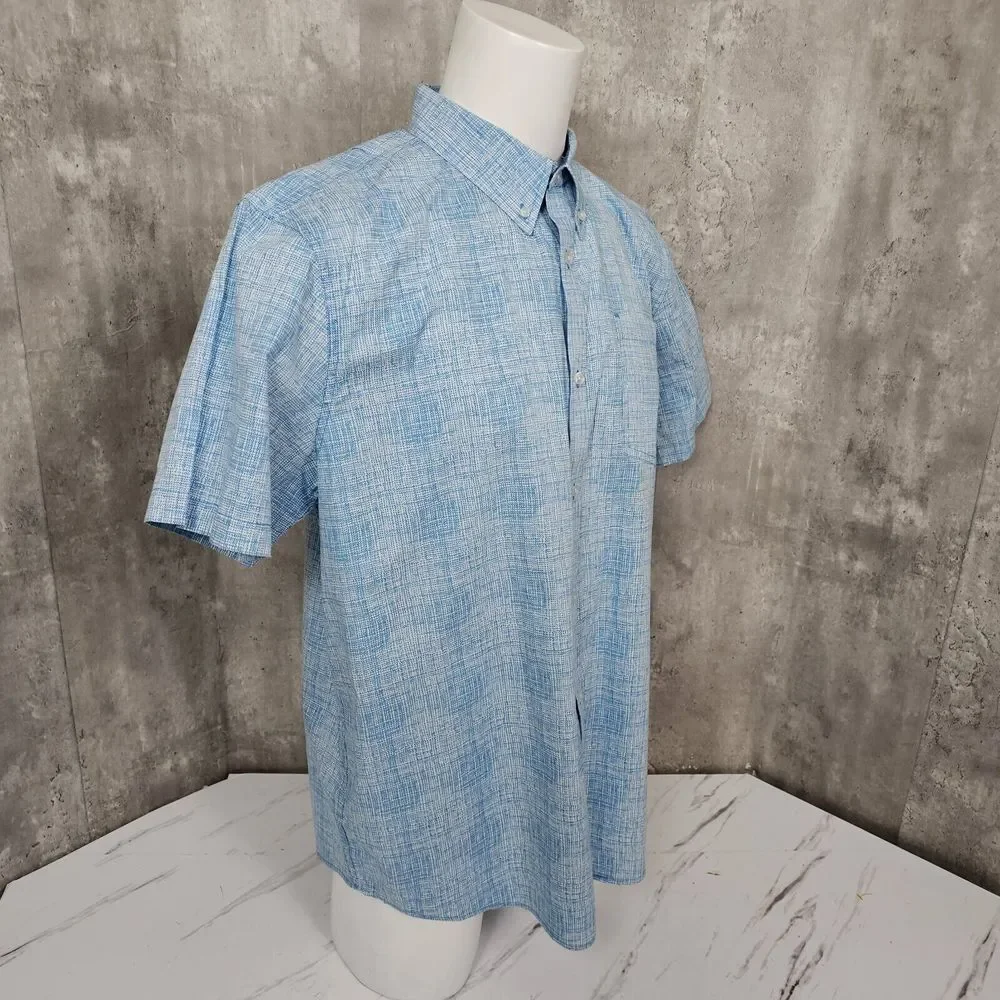 Cody James Core Mens L Blue Abstract‎ Pattern Cotton Short Sleeve Cotton Front